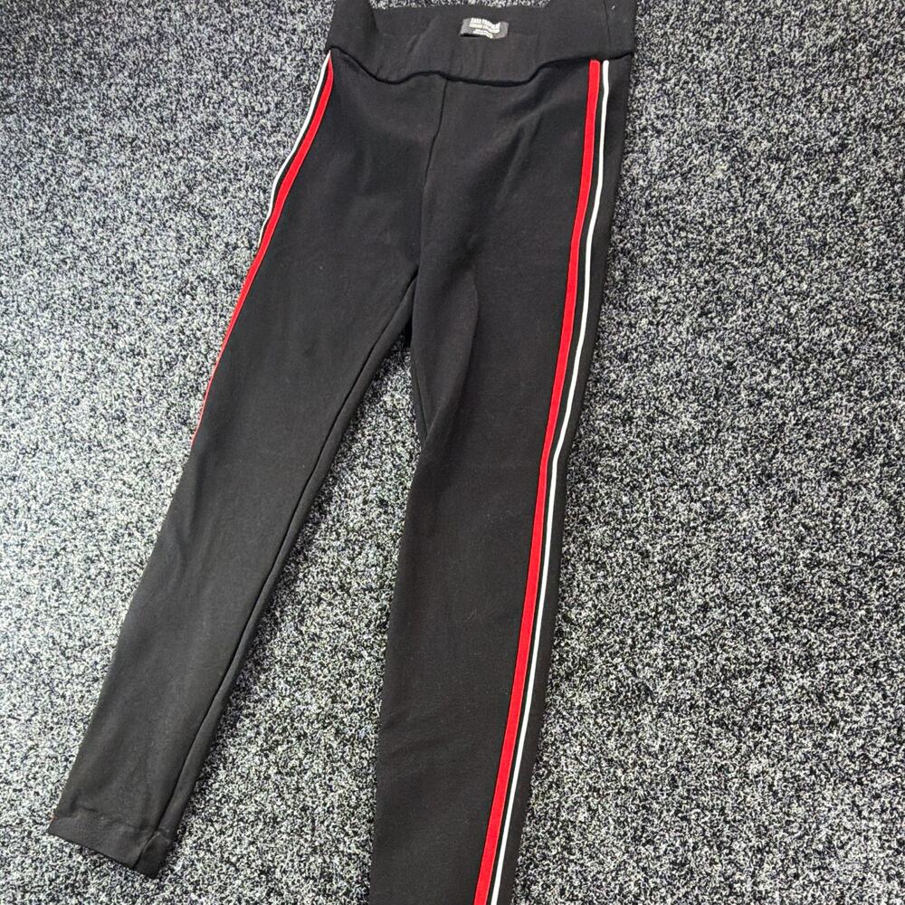 Zara Trafaluc Legging Collection Black Ankle Leggings Side Stripe Size S